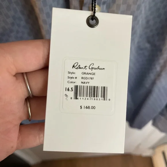 Grey-Blue Robert Graham Mens Button Down - Picture 5 of 6